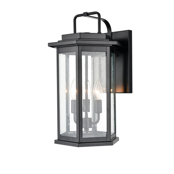 Millennium Lighting Ellis Three Light Outdoor Wall Sconce, Powder Coated Black, 3-Candle, E12 Candelabra Base, 120V