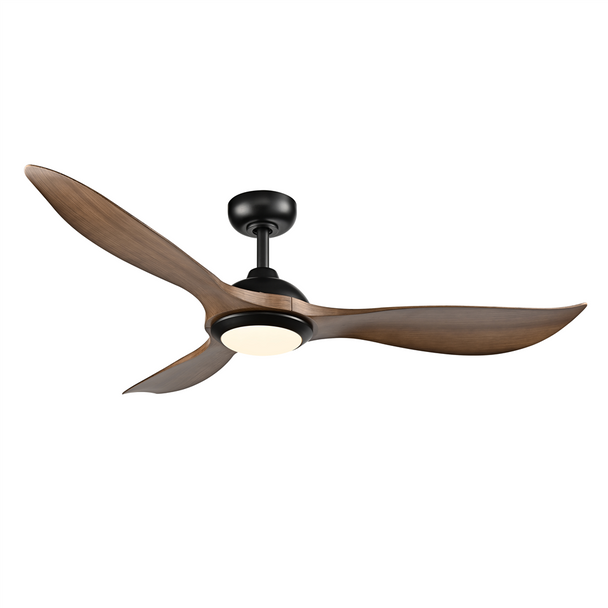 Wynleaf 52" 3-Blade LED Indoor/Outdoor Ceiling Fan, Matte Black, Dark Koa Finish Blades, Etched Lens, 3000K|3500K|4000K, 120V