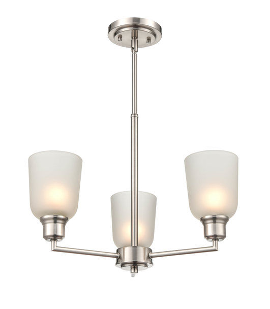 Amberle Three Light Chandelier, Brushed Nickel, 3-Light, Medium (E26), 120V