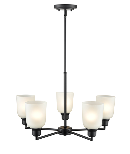 Amberle Five Light Chandelier, Matte Black, 5-Light, Medium (E26), 120V