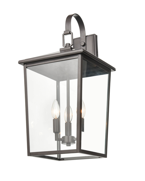 Fetterton Three Light Outdoor Wall Sconce, Powder Coated Bronze, 3-Candle, 120V