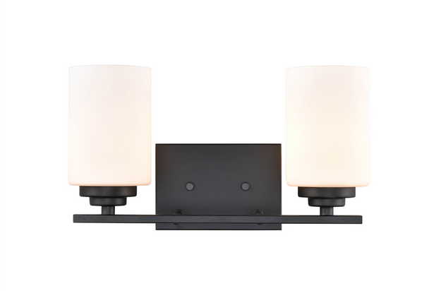 Millennium Lighting 3182 Two Light Vanity, Matte Black, 2-Light, Medium (E26) Base, 120V