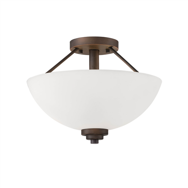Millennium Lighting Durham Two-Light Semi-Flush, 2 x 60W, 120V, Medium (E26) Base, Rubbed Bronze