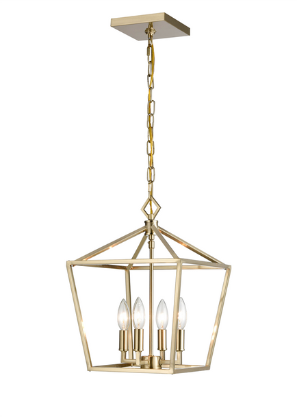 Millennium Lighting 3234 Four Light Lantern, 4-Light, Modern Gold, Steel, E12 Candelabra Base, 120V