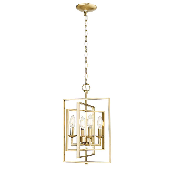 Nellis Four Light Folding Pendant, Modern Gold, 4-Candle, 120V, 240W Total, E12 Candelabra Base