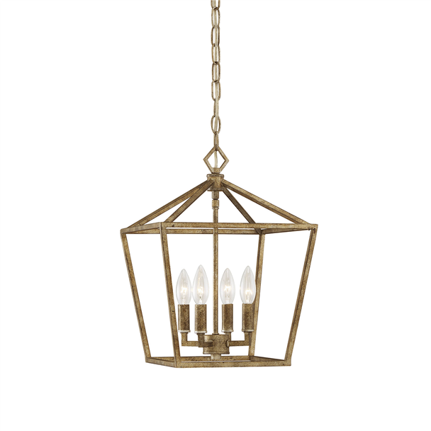 Millennium Lighting 3234 Four Light Lantern, Vintage Gold, 4-Light, 120V, E12 Candelabra Base