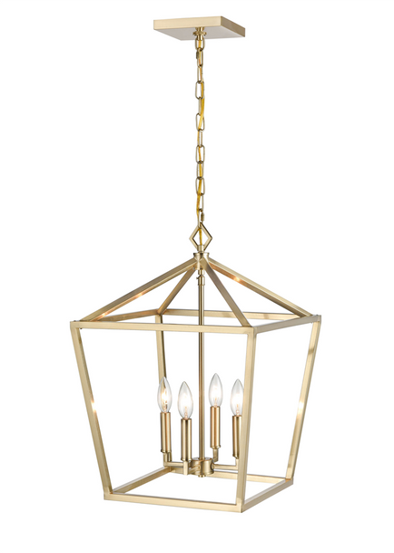 Millennium Lighting 3244 Four Light Lantern, Modern Gold, 4-Light, Candelabra E12, 120V