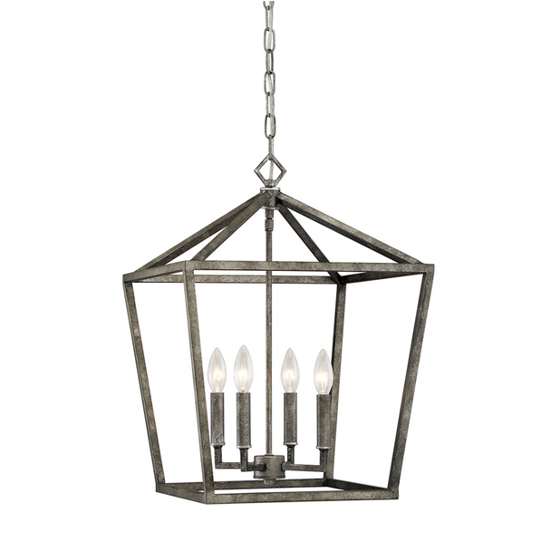 Millennium Lighting 3244 Four Light Lantern, Antique Silver, 4-Light, E12 Candelabra Base, 120V