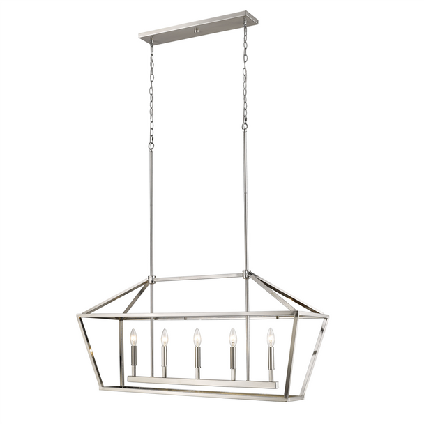 Millennium Lighting 3245 Five Light Island, Satin Nickel, 5-Light, E12 Candelabra Base, 120V, Dry Location
