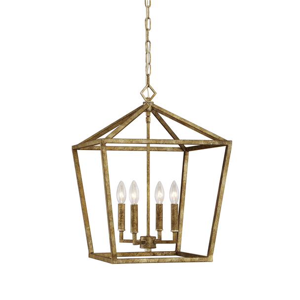 Millennium Lighting 3244 Four Light Lantern, Vintage Gold, 4-Light, E12 Candelabra Base, 120V
