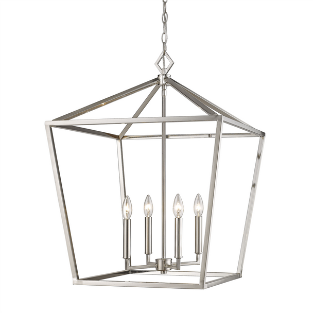 Millennium Lighting 3254 Four Light Lantern, Satin Nickel, 4-Candle, E12 Candelabra Base, 120V