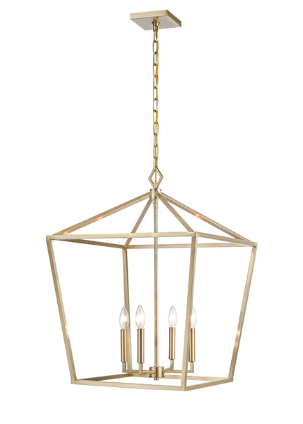 Millennium Lighting 3254 Four Light Lantern, Modern Gold, 4-Candle, E12 Candelabra Base, 120V