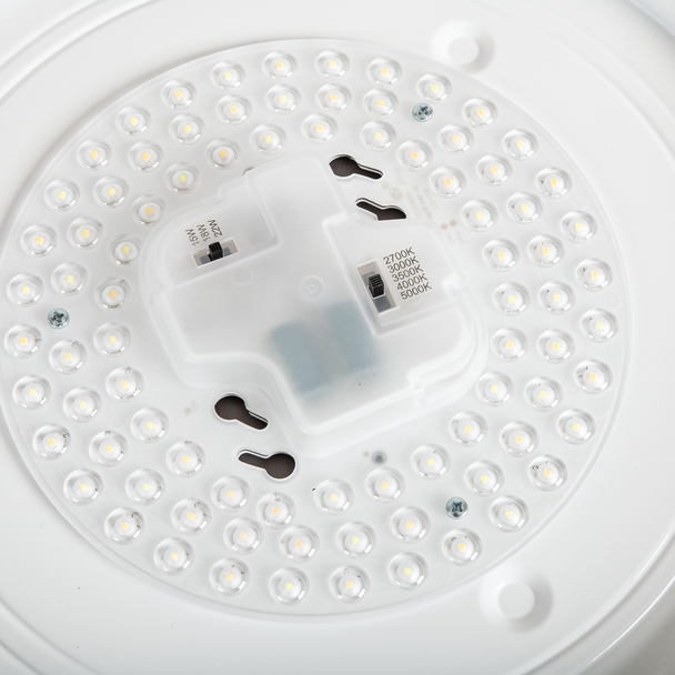 Energetic Lighting FMR Series LED Round Flush Mount, 13", 15W/18W/22W, 1000/1260/1540lm, 120V, 2700K/3000K/3500K/4000K/5000K, 90 CRI, Triac Dimming, White Finish