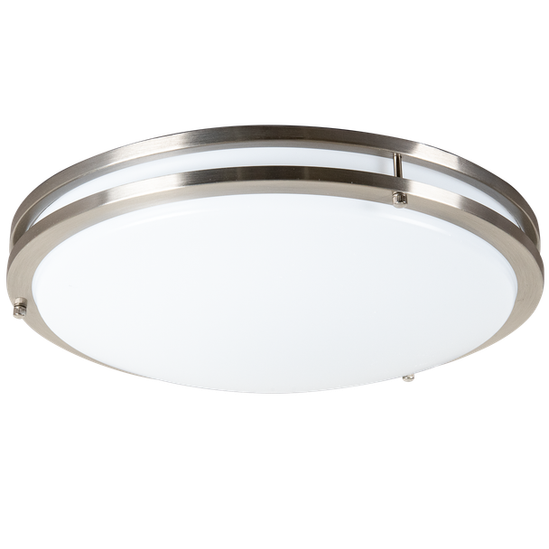 Energetic Lighting FMB Series LED Round Flush Mount, 16", 2100|1800|1600 lumens, 24W|21W|18W, 120V, 2700K|3000K|3500K|4000K|5000K, 90 CRI, Brushed Nickel, Triac Dimming