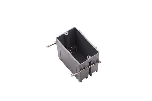 Energetic Lighting EPB-1G20-KO-100, 1 Gang, 20cu in, New Work, Deep Switch/Outlet Box, Gray, Captive Nail And Bracket Mount