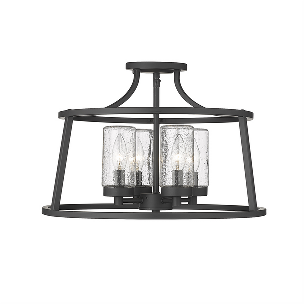 Errol Four Light Semi-Flush, Matte Black, 4-Candle, E12 Candelabra Base, 120V