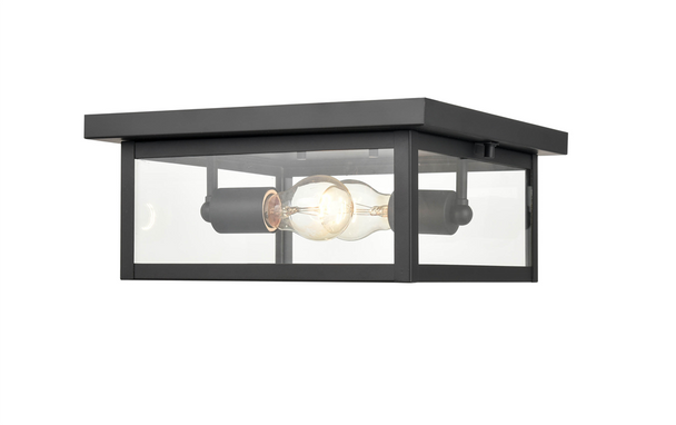 Evanton Two Light Outdoor Flush Mount, Powder Coated Black, 2-Light, Medium (E26) Base, 120V