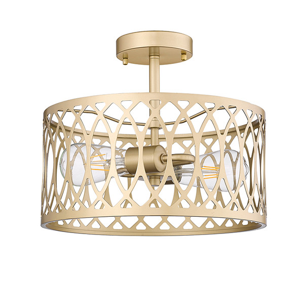 Arelyn Two Light Semi-Flush Mount, Painted Modern Gold, 2-Light, Medium (E26), 120V