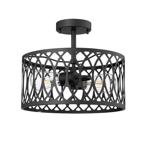 Arelyn Two Light Semi-Flush Mount, Matte Black, 2-Light, Medium (E26), 120V
