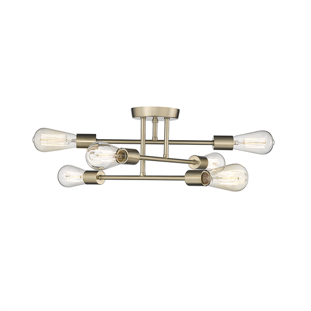 Decco Six Light Semi-Flush Mount, Modern Gold, 6-Light, Medium (E26), 120V