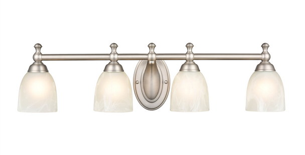 Millennium Lighting 4304 Four Light Vanity, Satin Nickel, 4-Light, Medium (E26) Base, 120V