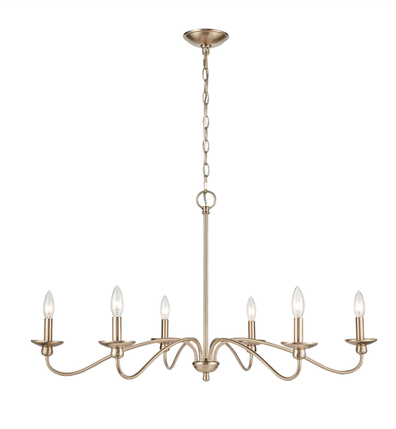 Millennium Lighting Delvona Six Light Chandelier, 6-Candle, Matte Black, E12 Base, 120V