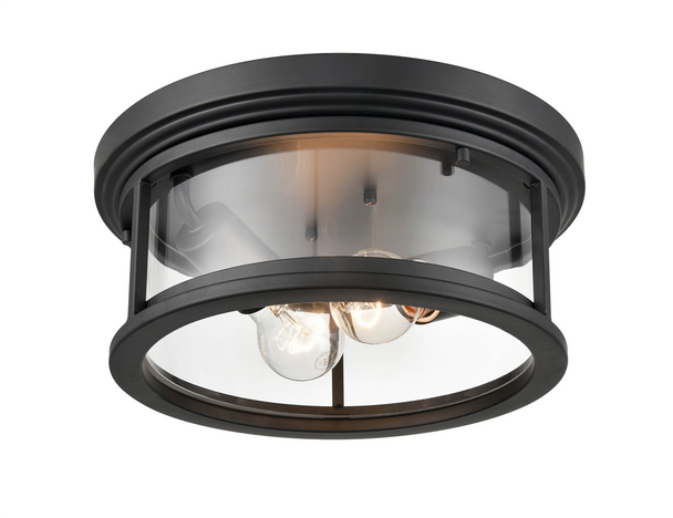 Millennium Lighting 4442 Two Light Outdoor Flush Mount, Powder Coated Black, 2-Light, Medium (E26), 120V