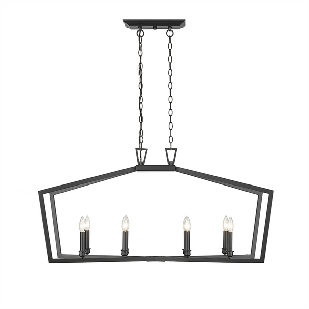 Millennium Lighting Elizabeth Eight Light Linear Chandelier, Matte Black, 8-Light, E12 Candelabra Base, 120V