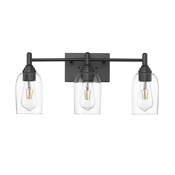 Arlett Three Light Vanity, Matte Black, 3-Light, Medium (E26) Base, 120V