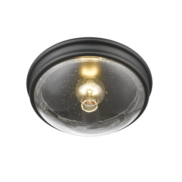 Millennium Lighting 5226 One Light Flushmount, Matte Black, 10" Width, 1 x 60W, E26 Medium Base, 120V, Clear Seeded Glass