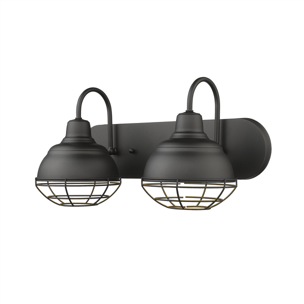 Millennium Lighting 5422 Neo-Industrial Two Light Vanity, Matte Black, 2-Light, Medium (E26) Base, 120V