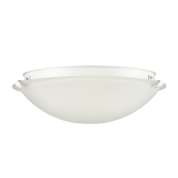 Three Light Flush Mount, Matte White, 16" Width, Frosted Glass, 3 x E26 Medium Base