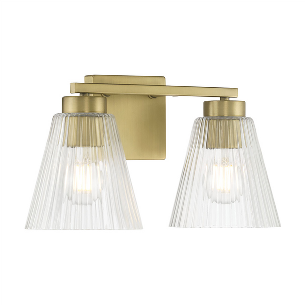 Riville Two Light Vanity, Vintage Brass, 2-Light, Medium (E26) Base, 120V