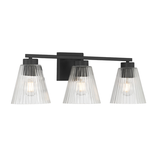Riville Three Light Vanity, Matte Black, 3-Light, E26 Medium Base, 120V