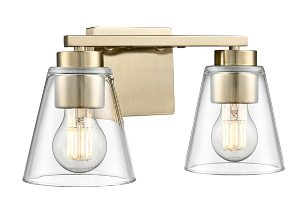 Strayhan Two Light Vanity, Modern Gold, 2-Light, 120V, 120W, E26 Medium Base