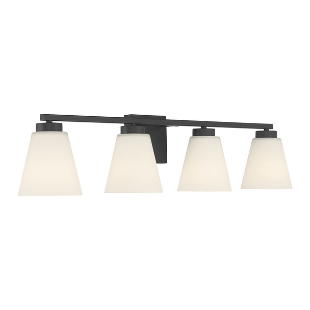 Strayhan Four Light Vanity, Matte Black, 4-Light, E26 Medium Base, 120V