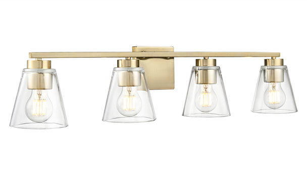 Strayhan Four Light Vanity, Modern Gold, 4-Light, Medium (E26), 120V, 240W, 31" W