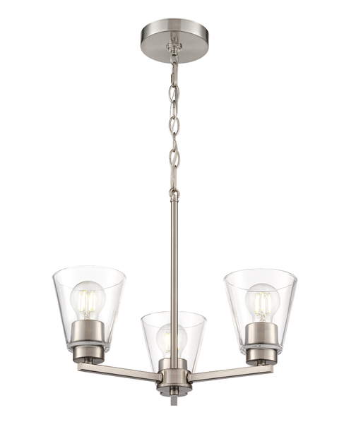Strayhan Three Light Chandelier, Brushed Nickel, 3-Light, 120V