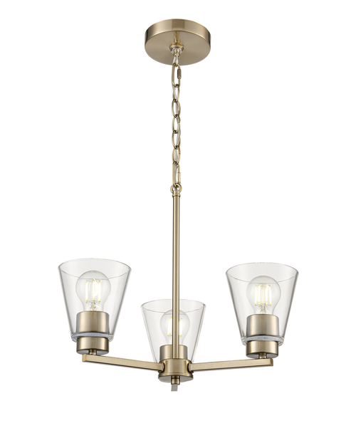 Strayhan Three Light Chandelier, Modern Gold, 3-Light, Medium (E26) Base, 120V