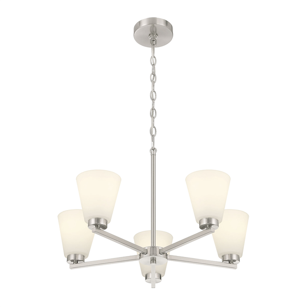 Strayhan Five Light Chandelier, Brushed Nickel, 5-Light, 120V, 300W