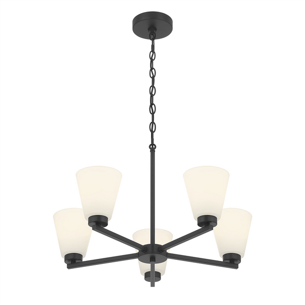 Strayhan Five Light Chandelier, Matte Black, 5-Light, Medium (E26) Base, 120V