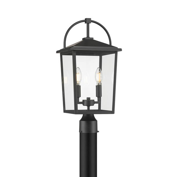 Millennium Lighting Strathden Two Light Outdoor Post Light, 2-Candle, Powder Coated Black, Clear Glass, 120V