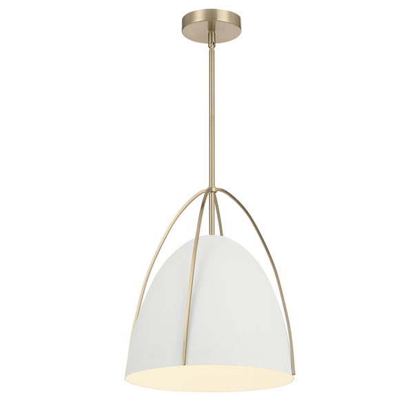 Pomelle One Light Pendant, Matte White/Modern Gold, 1-Light, E26 Medium Base, 60W, 120V