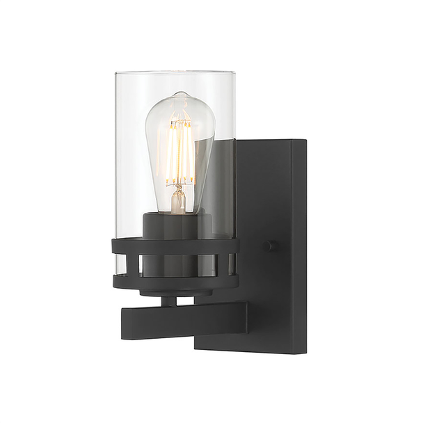 Lunden One Light Sconce, Matte Black, 1-Light, Medium (E26) Base, 120V, 60W