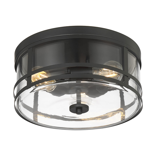 Lunden Three Light Flush Mount, Matte Black, 3-Light, E26 Medium Base, 120V