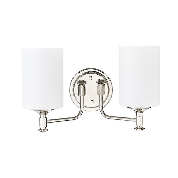 Ailey Two Light Vanity, Polished Nickel, 2-Light, Medium (E26) Base, 120V, 120W