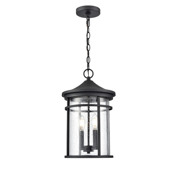 Namath Two Light Outdoor Pendant, Textured Black, 2-Candle, 120V