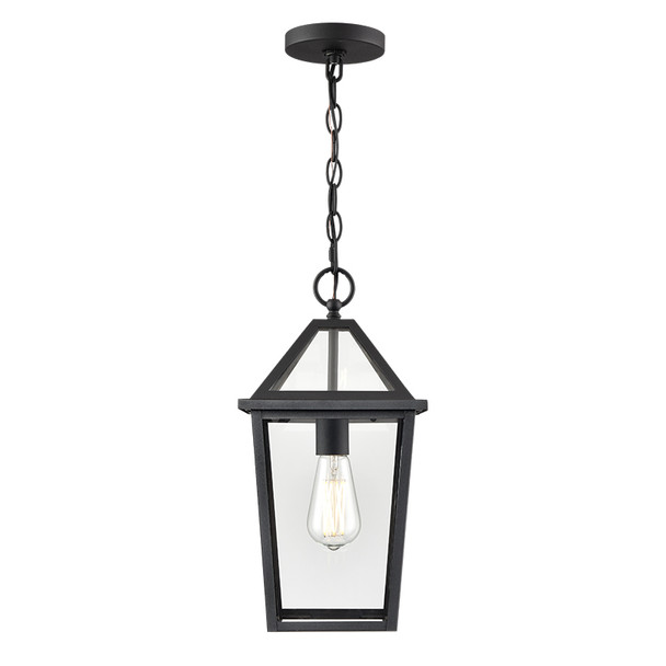 Eston One Light Outdoor Pendant, 1-Light, Medium (E26) Base, Textured Black, Clear Glass, 120V