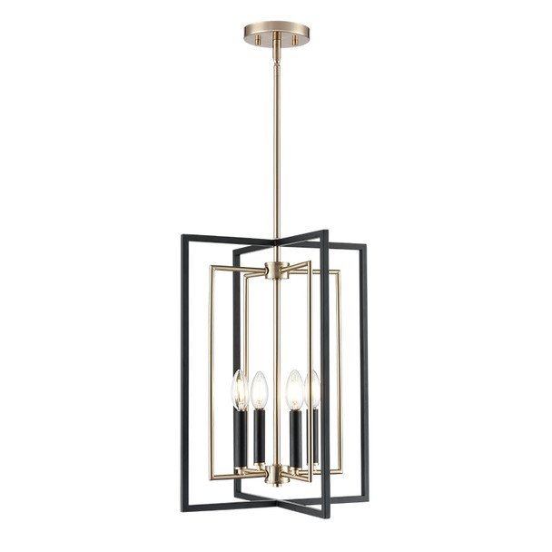 Noelle Four Light Pendant, 4-Light, Matte Black/Modern Gold, 120V, 240W
