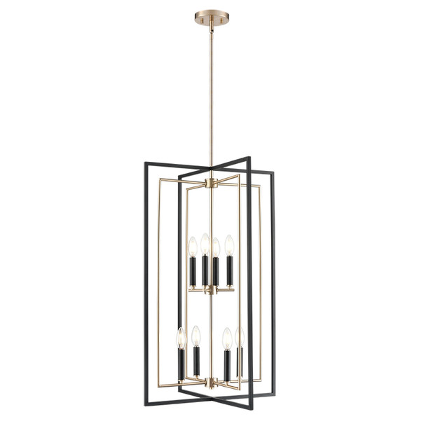 Noelle Eight Light Pendant, 8-Candle, Matte Black/Modern Gold, 120V, 480W